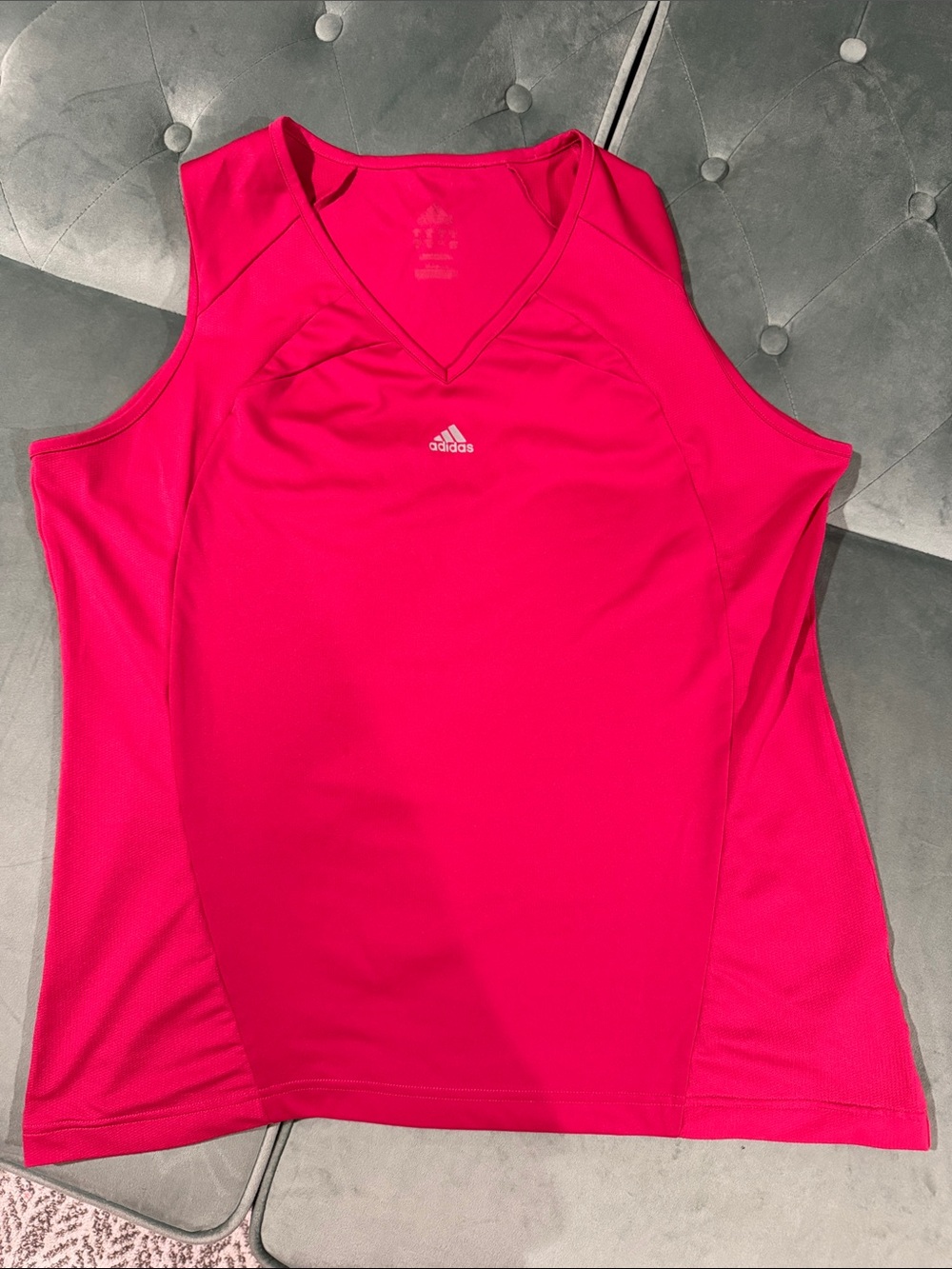 adidas Women's Hot Pink V-Neck Performance ClimaCool Tank